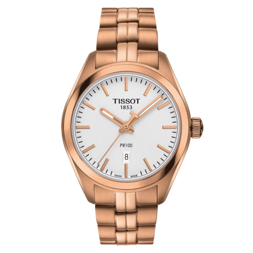 Tissot PR 100 Quartz 33 Rose Gold PVD / Silver / Bracelet